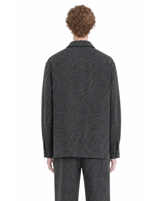 Valentino Gray Boutonné Wool Overshirt for men