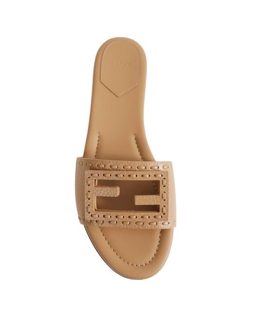 Fendi Metallic Leather Slides