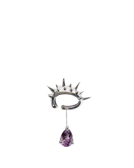 ALAN CROCETTI White Blown Drop Spike Ear Cuff Amethyst for men