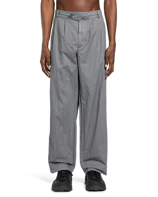 C P Company Gray Fili Wax Loose Cargo Pants for men