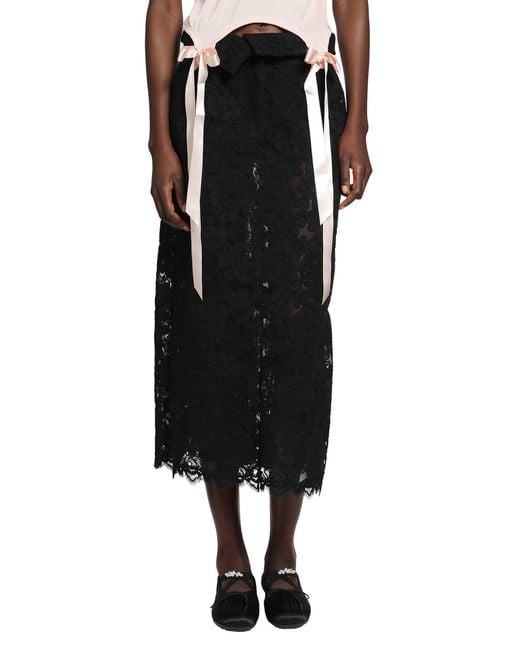 Simone Rocha Black Peeling Waist Column Skirt