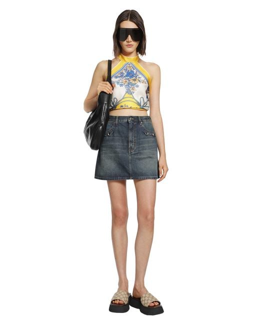 Gucci Blue Horsebit Denim Mini Skirt