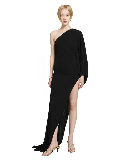 Gucci Black Asymmetric Viscose Jersey Long Dress