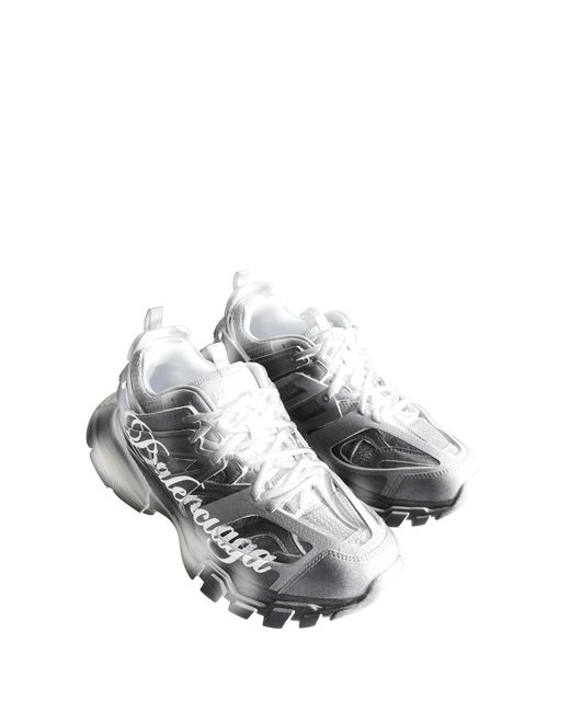 Balenciaga White Track Stencil Logo Sneakers