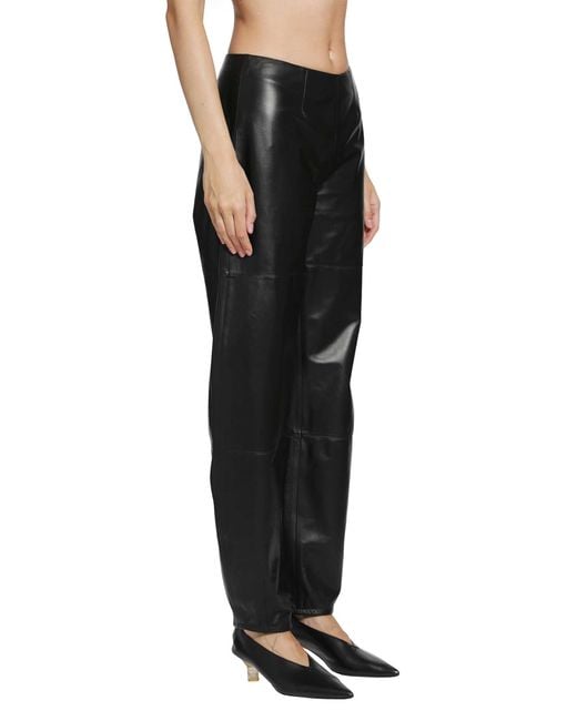 RETORI Black Leather Barrel Pants