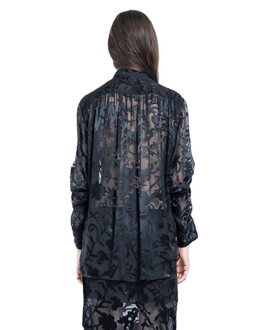 Ann Demeulemeester Blue Dien Standard Collar Long Shirt With Foulard