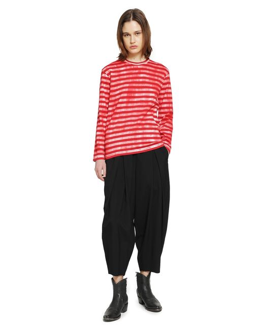 Comme des Garçons Red Striped Cotton Jersey Long Sleeve T-Shirt