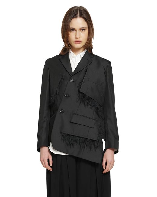 Comme des Garçons Black Single-Breasted Blazer With Frayed Trim