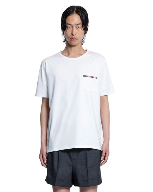 Thom Browne White Medium Weight Jersey Pocket T-Shirt for men