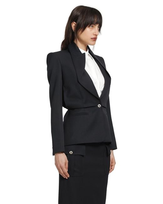 McQueen Black Folded Lapel Blazer