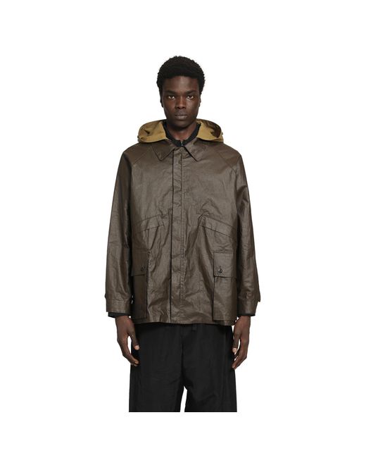 Lemaire Brown Coated Technical Linen Rain Jacket for men