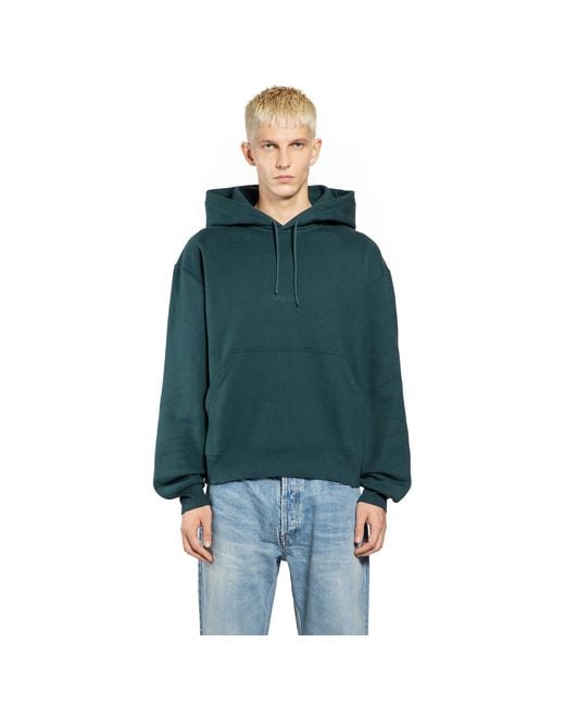Saint Laurent Green Drawstring Kangaroo Pocket Hoodie for men