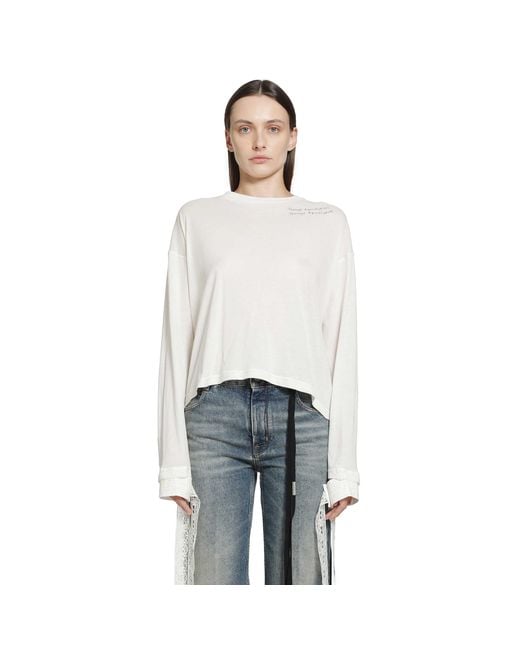 Ann Demeulemeester White Niki Printed Long Sleeve T-Shirt