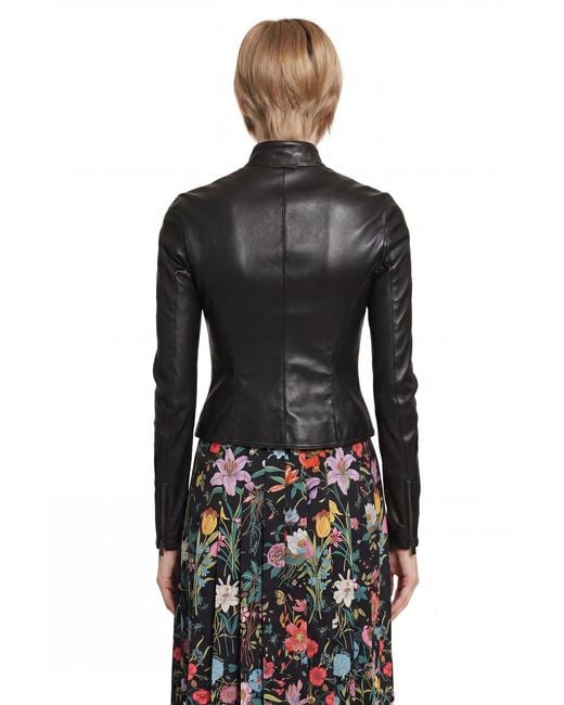 Gucci Black Light Stretch Leather Zip Jacket