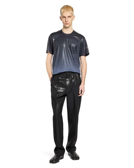 Maison Margiela Blue Foiled Cotton Jersey Pocket T-Shirt for men