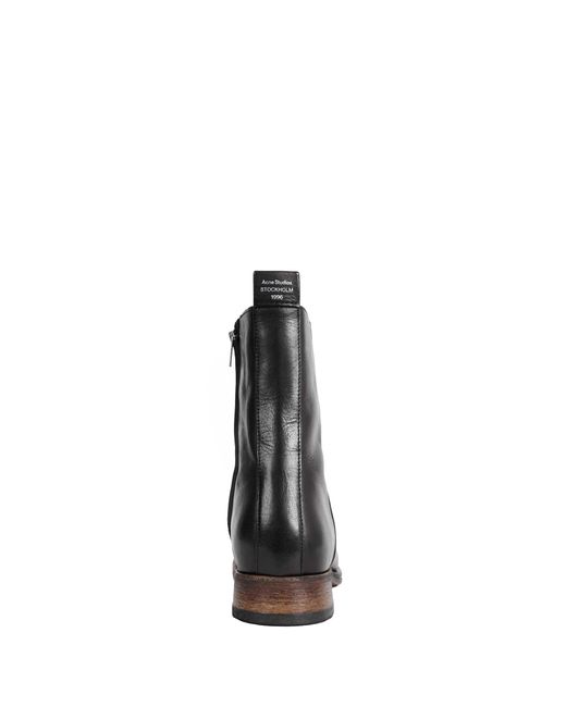 Acne Black Leather Ankle Boots for men
