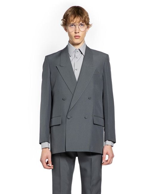 Gucci Gray Double-Breasted Twill Blazer for men