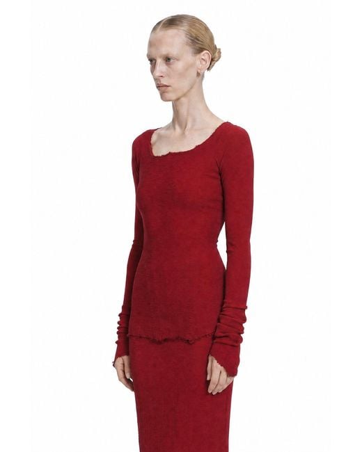 Marc Le Bihan Red Stretch Long Sleeve Corset Top
