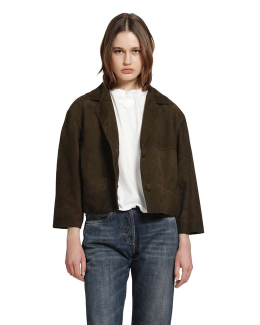 Prada Black Cropped Suede Jacket