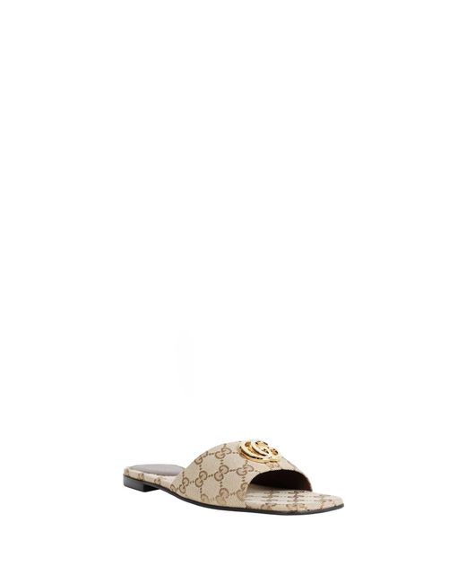 Gucci White Double G Slides