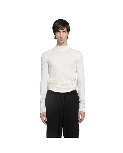 Ann Demeulemeester White Lenart Wrinkled Mock Neck Top for men