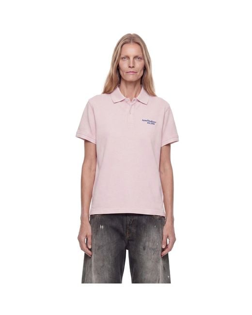 Acne Red Logo Polo T-Shirt