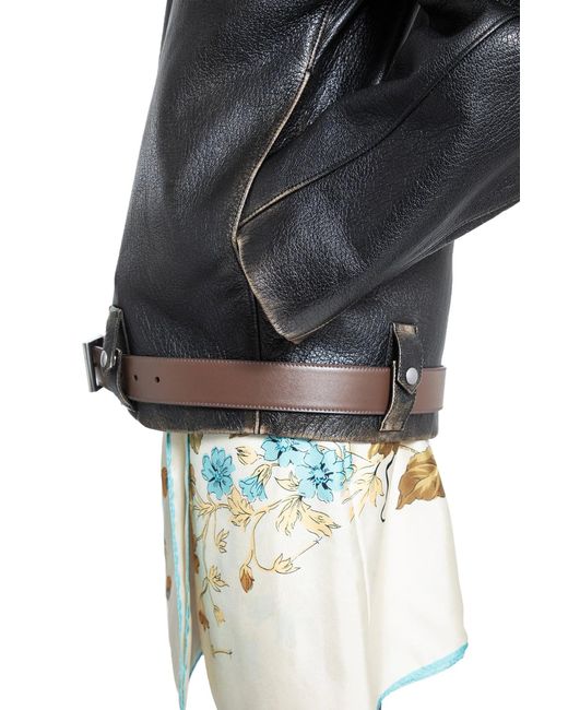 Prada Gray Leather Blouson Jacket