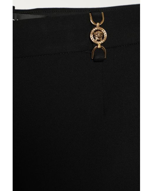 Versace Black Flared Stretch Wool Trousers