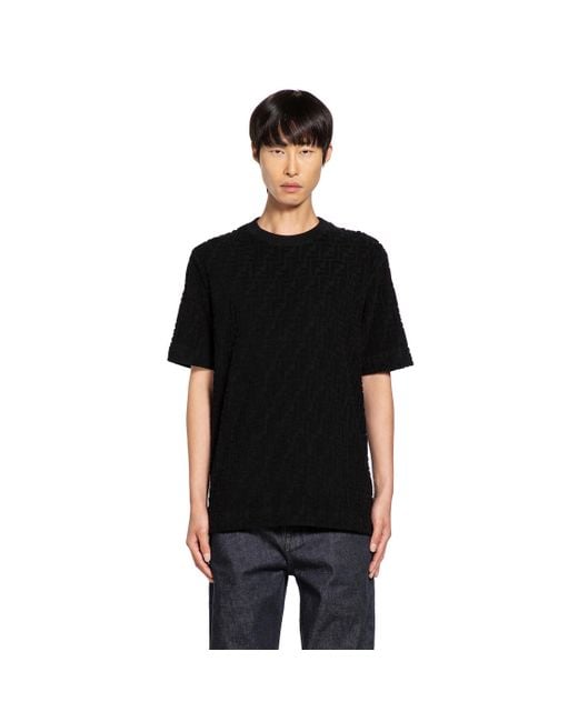 Fendi Black Towelling Ff T-Shirt for men