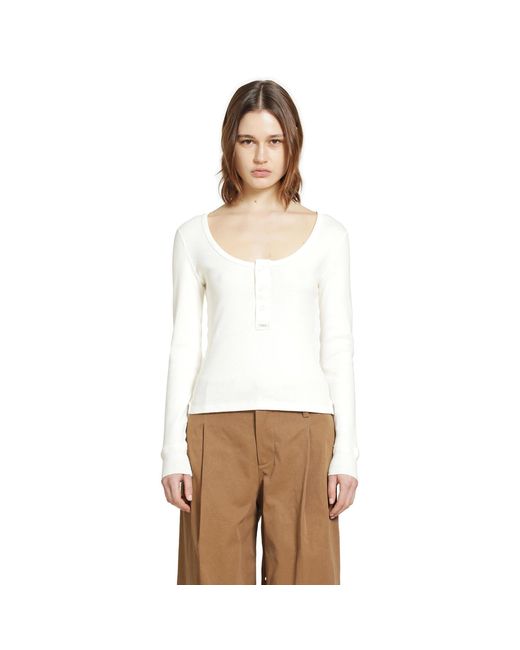 Chloé White Henley Long Sleeve Top