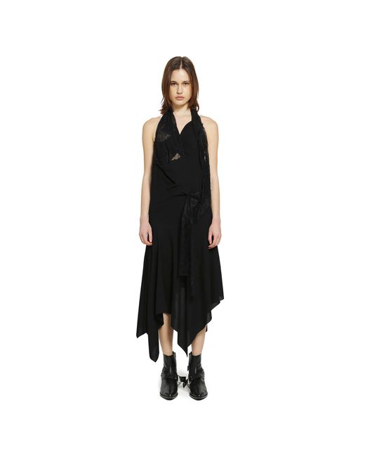 Junya Watanabe Black Asymmetric Lace Slip Dress