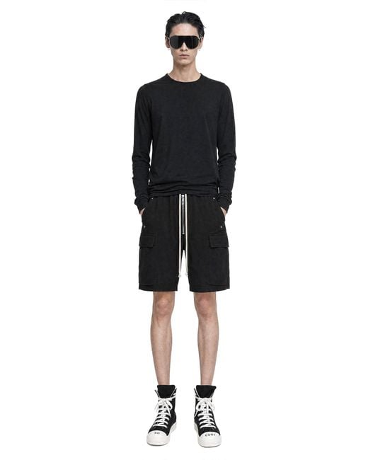 Rick Owens Black Tower Cargobela Shorts for men