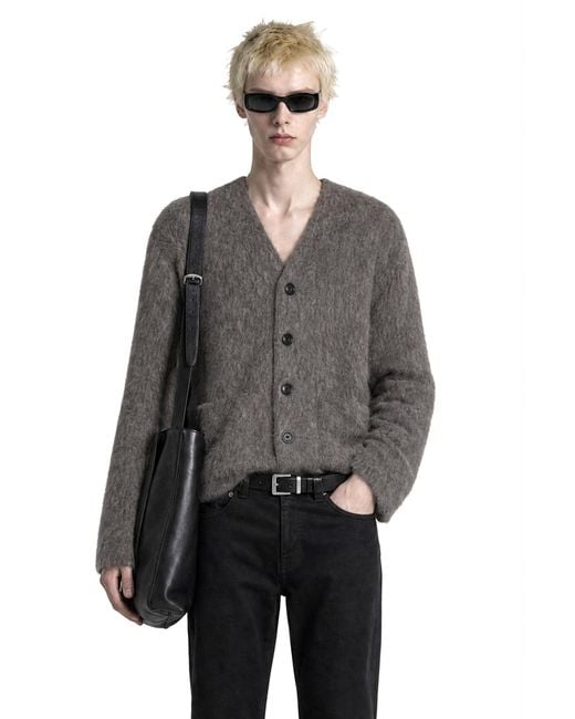 Our Legacy Gray Hairy Wool Cardigan for men