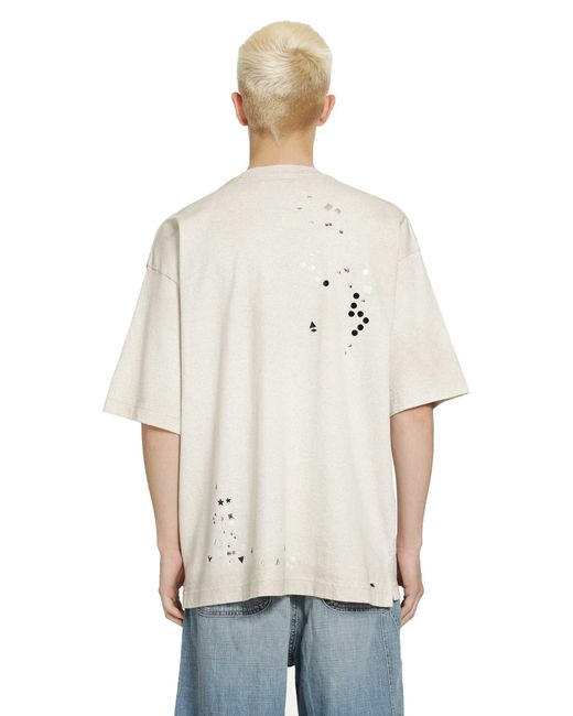 Maison Mihara Yasuhiro Natural Embellished Sticker T-Shirt for men