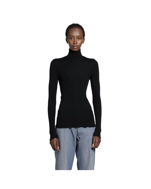 Prada Black Silk And Wool Turtleneck Top