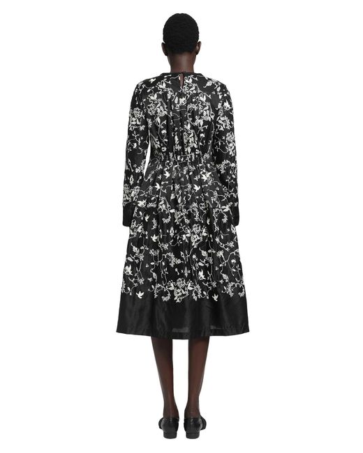 Renli Su Black Floral Midi Dress