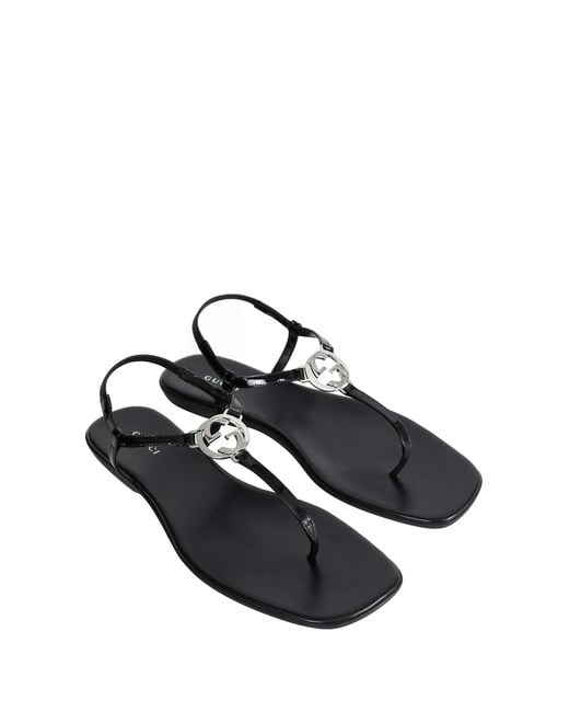 Gucci Brown Interlocking G Thong Sandals