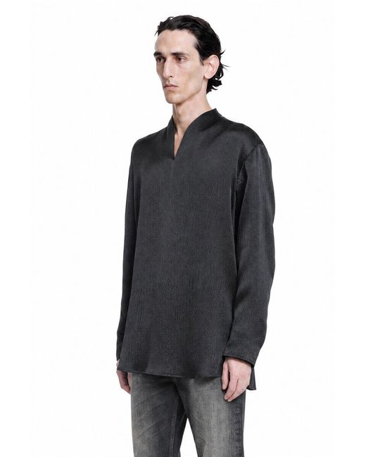 Giorgio Armani Black Hammered Silk Satin Shirt for men