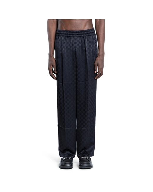 Gucci Blue Gg Satin Jogging Pants for men