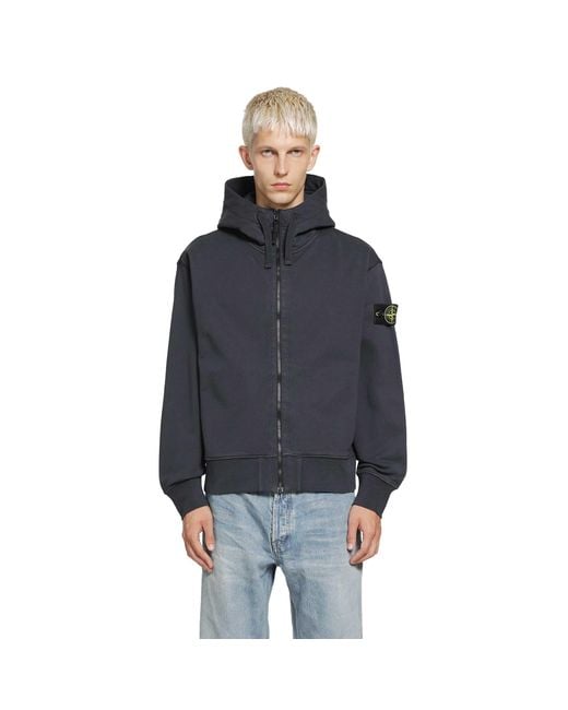 Stone Island Blue 6100009 Zip-Up Hoodie for men