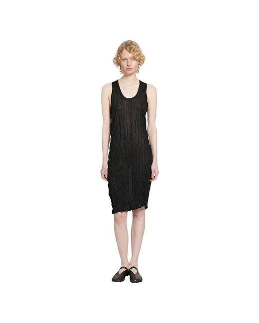 Totême Black Crinkled Knit Tank Dress