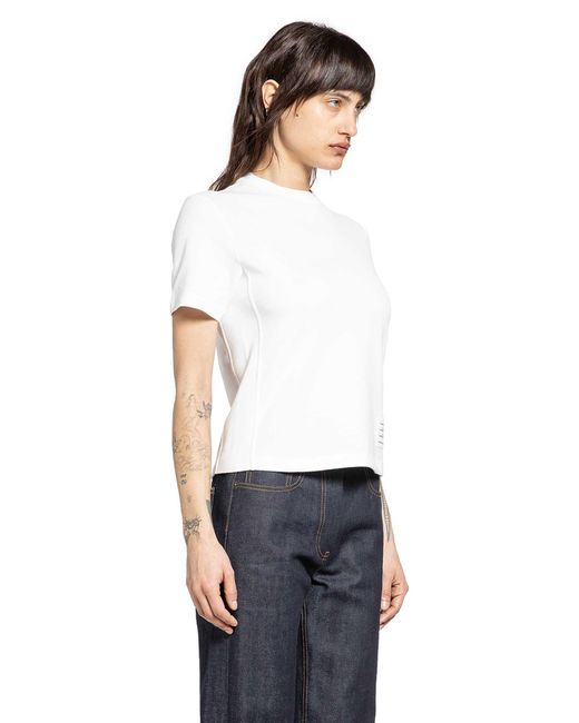 Thom Browne White Classic Piqué 4-Bar Tee
