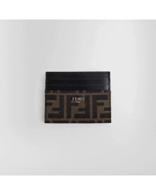 Fendi Black Ff Fabric And Leather Card Holder for men