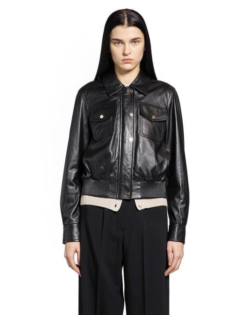 Max Mara Black Biada Leather Jacket