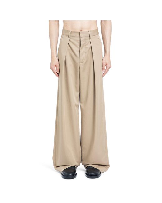 Ann Demeulemeester Natural Botel Wide Leg Pleated Trousers for men