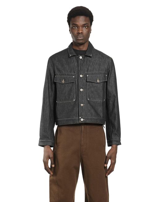Lemaire Black Trucker Denim Jacket With Studs for men