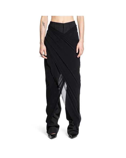 Jean Paul Gaultier Black Tailored Pants With Mesh Sarong