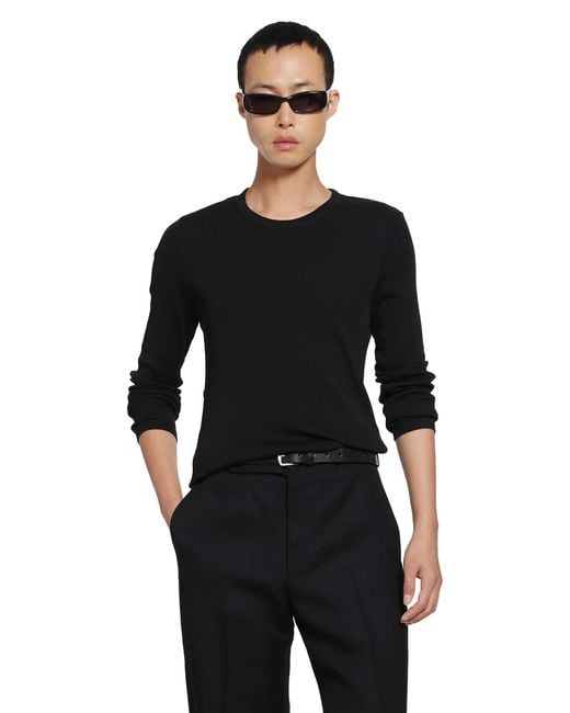 Lemaire Black Long Sleeve Ribbed Tee for men