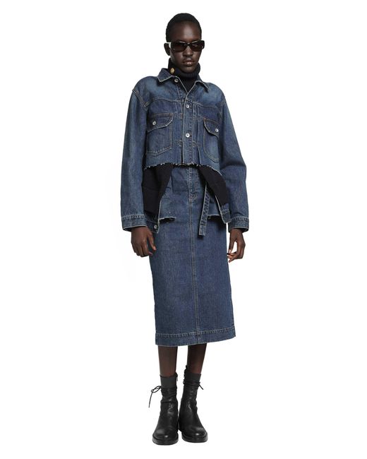 Sacai Blue Denim X Wool Knit Jacket
