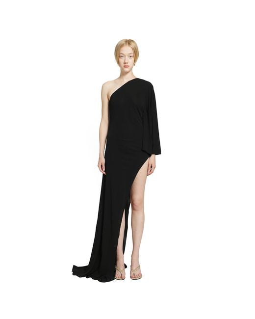 Gucci Black Asymmetric Viscose Jersey Long Dress